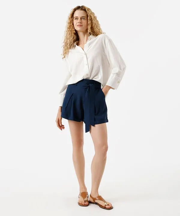short de alfaiataria feminino com faixa azul 38
