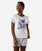 pijama short doll feminino de algodão listra stitch azul P