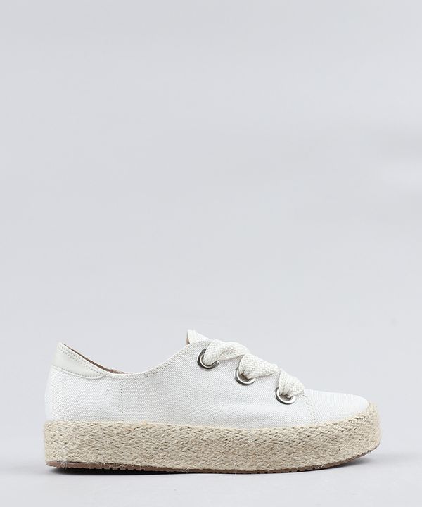Tênis Feminino Beira Rio Flatform com Corda Bege Claro 35