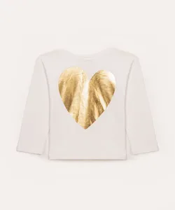 blusa infantil manga longa coração metalizado off white 4