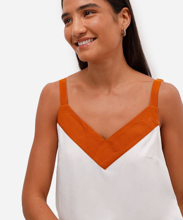 regata feminina de viscose bicolor off white P