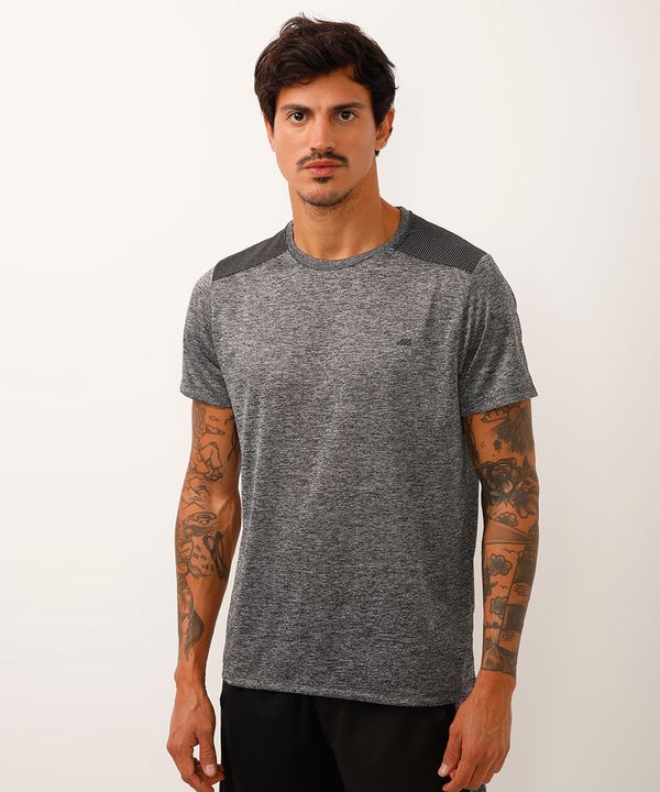camiseta masculina esportiva com recorte - cinza mescla GG