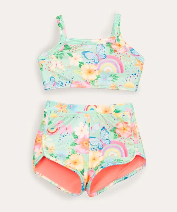 biquini infantil short floral com proteção uv50 verde 8