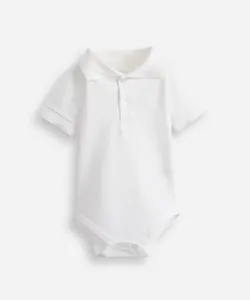 body infantil polo manga curta off white 9-12