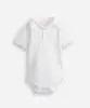 body infantil polo manga curta off white 18-24