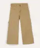 calça wide leg de sarja infantil bolsos cargo bege 6