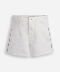 short mom infantil de sarja com brilhos off white 10