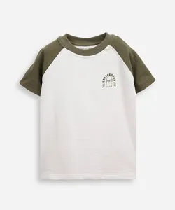 camiseta de algodão infantil manga raglan skateboard verde 12