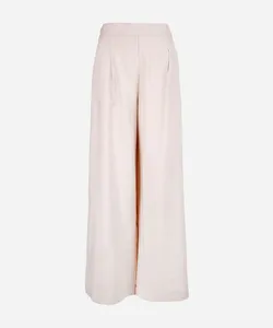 calça wide leg juvenil com viscose cós elástico bege 12