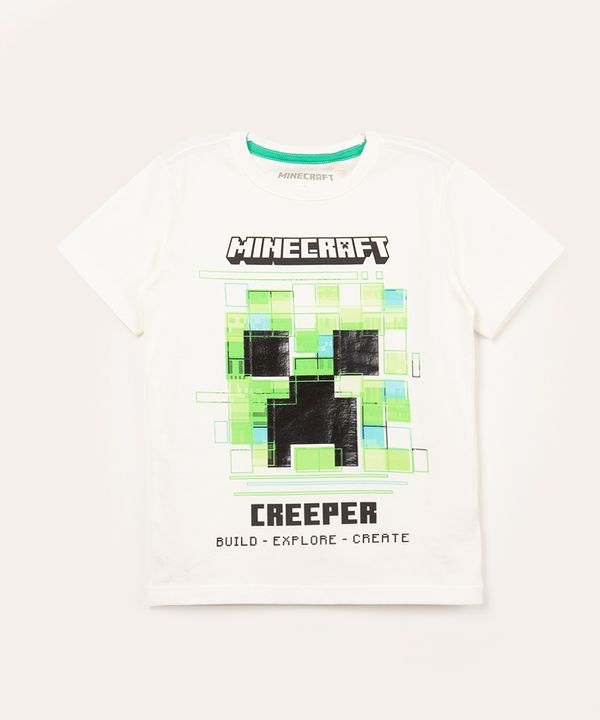 camiseta infantil manga curta minecraft off white 8