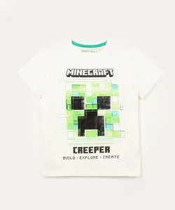 camiseta infantil manga curta minecraft off white 4