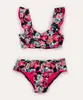 biquíni infantil floral com babado proteção uv azul marinho 12