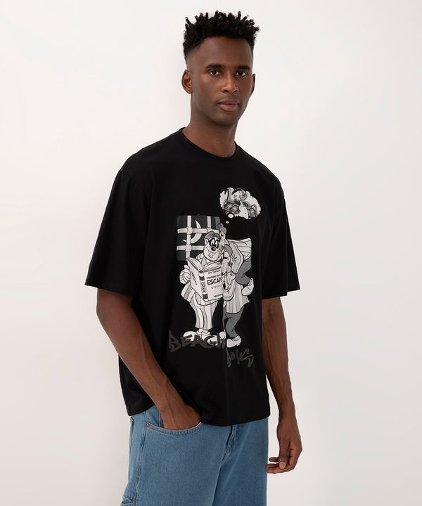 camiseta de algodão irmãos metralha manga curta preta M