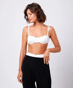 sutiã meia taça feminino de algodão canelado mindset off white 48