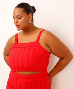 cropped de laise alça fina plus size vermelho GG