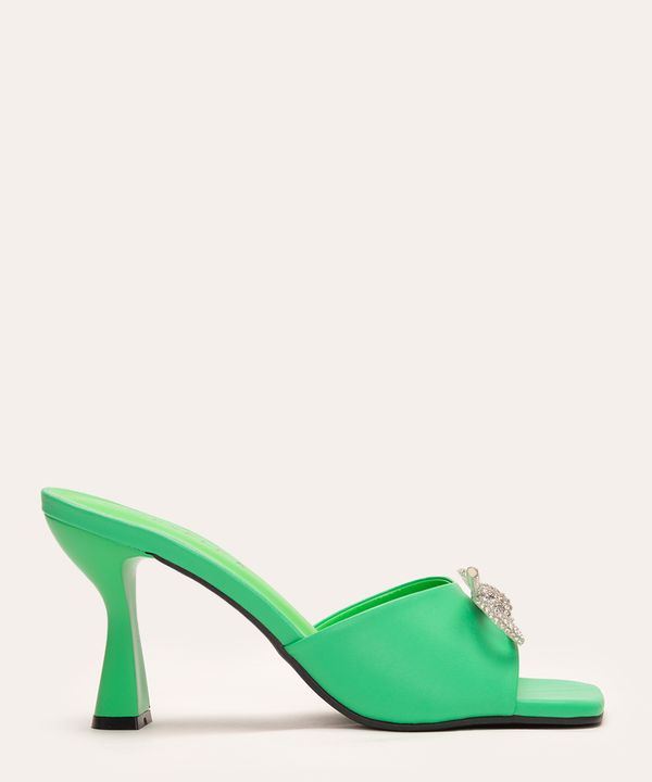tamanco salto alto laço de strass oneself verde 35