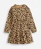 vestido de algodão infantil manga longa animal print bege 12