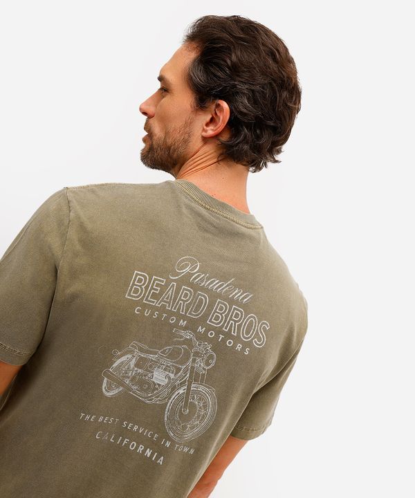 camiseta masculina de algodão estampada bege G
