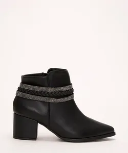 bota com strass salto médio vizzano preta 37