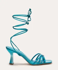 sandália lace up holográfica oneself azul 39
