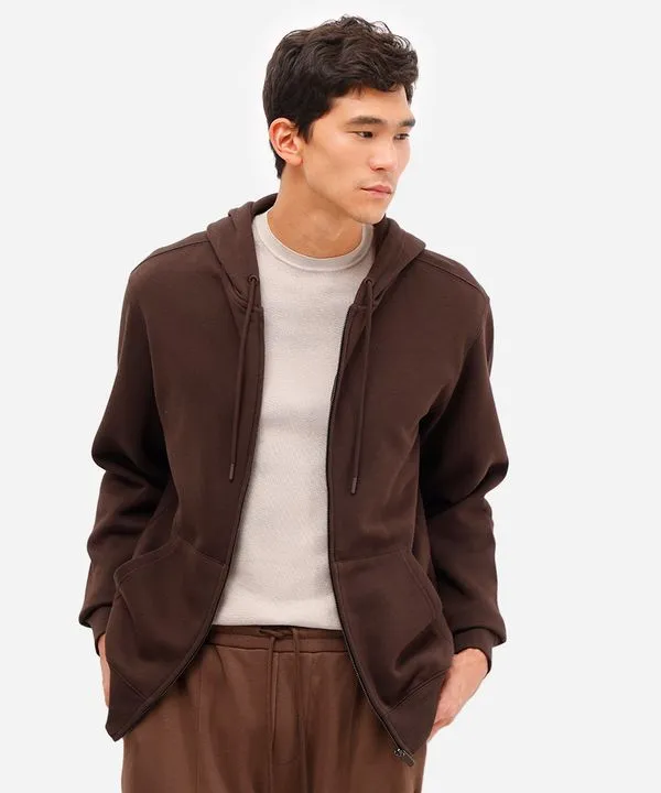 jaqueta básica masculina de moletom com capuz marrom P