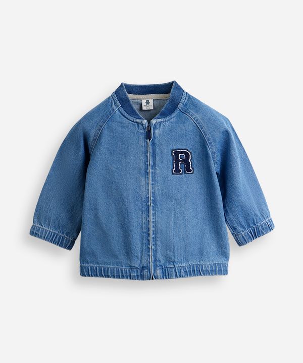jaqueta bomber infantil jeans com bordado azul 12-18