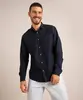 camisa tradicional de sarja com bolsos manga longa azul marinho M