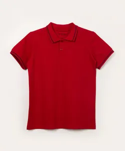 polo juvenil de algodão listras vermelho 10