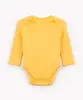 body infantil de algodão manga longa amarelo 12-18