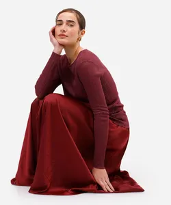 suéter feminino de tricot com lurex canelado vinho P