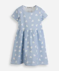 vestido infantil malha corações texturizado azul 12
