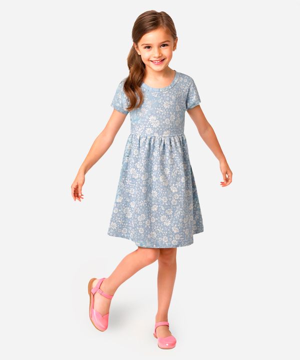 vestido midi infantil texturizado floral off white 8
