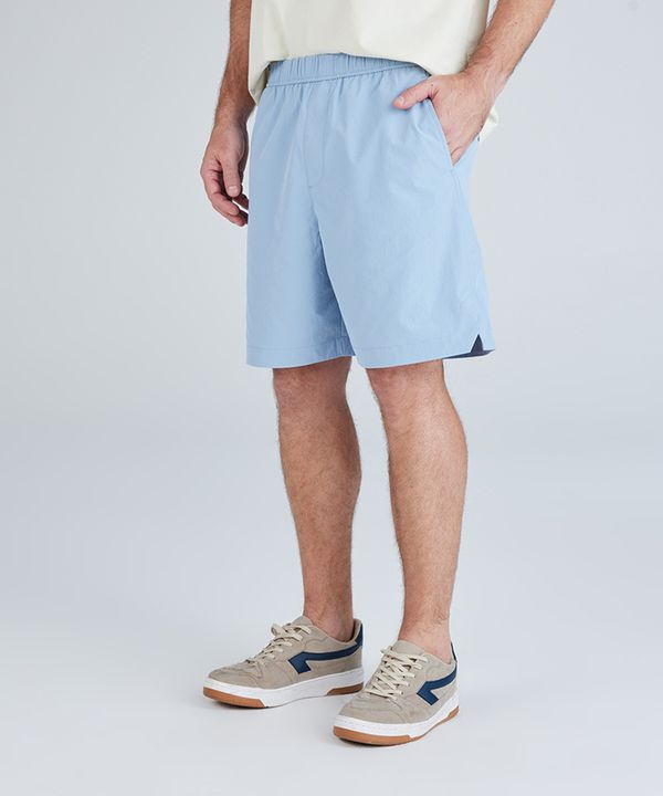 bermuda reta masculina cós elástico texturizada azul M