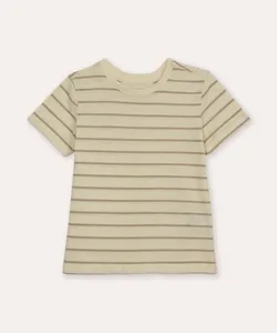camiseta infantil listrada manga curta bege 3