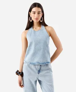 blusa frente única feminina jeans azul PP