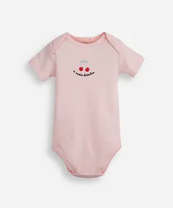 body infantil de algodão a mais docinha rosa 0-3