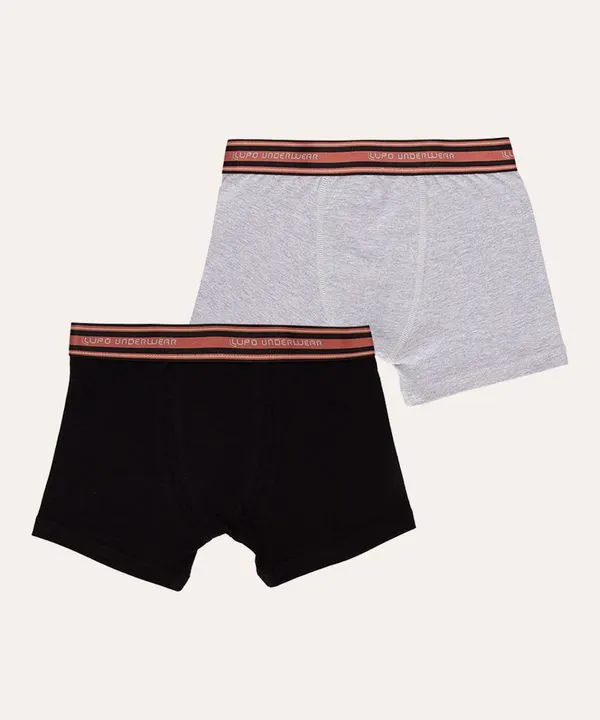 kit de 2 cuecas boxer infantil Lupo multicor M