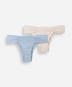 kit de 2 calcinhas biquíni feminina com renda colorido G