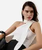blusa ombro único feminina com lenço franzida off white PP