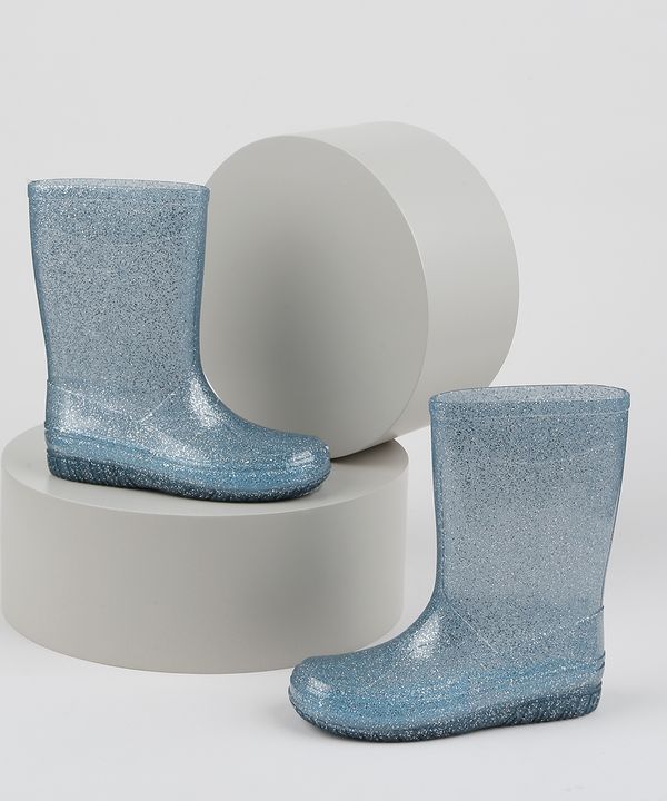 Bota Galocha Infantil Palomino Transparente com Glitter Azul 27-28