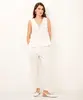 calça alfaiataria de viscose com pregas cintura alta - off white 44