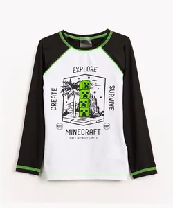 camiseta de malha infantil minecraft manga longa proteção uv+ multicor 8