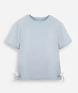 camiseta de algodão infantil lacinho na lateral azul 4