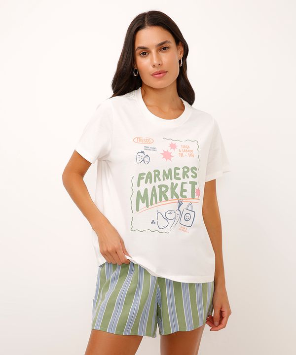 pijama short doll de algodão listrado farmers market verde P