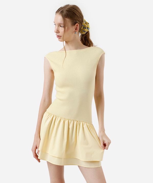 vestido curto feminino com algodão canelado amarelo G