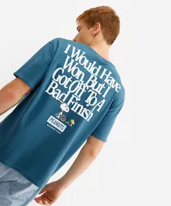 camiseta masculina de algodão snoopy azul M