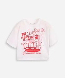 camiseta juvenil boxy cropped lotso you are mine off white 12