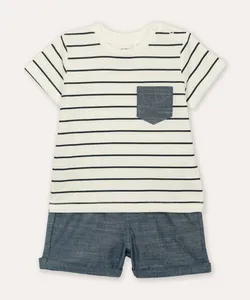 conjunto infantil curto listrada off white 18-24