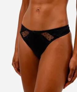 calcinha fio dental com tule preta M