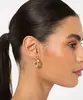 brinco de argola com strass dourado Único
